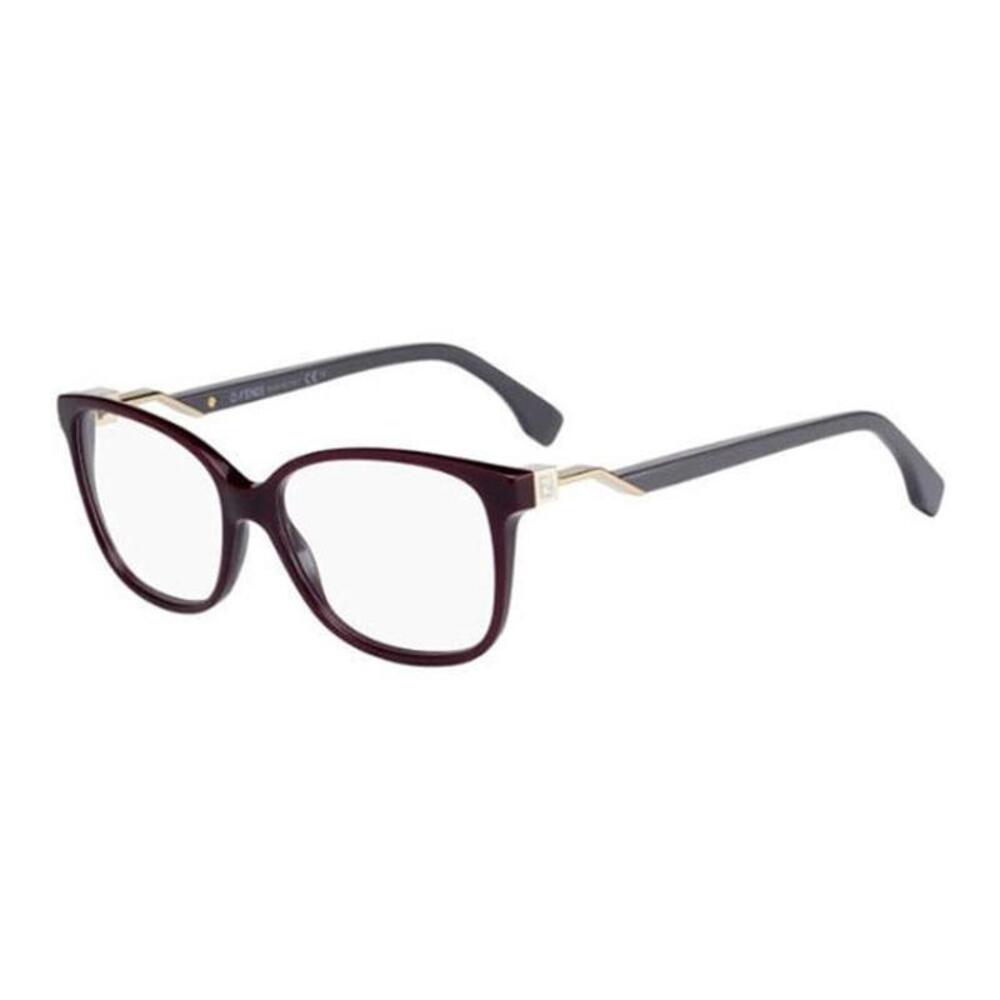 Fendi FF0232 S85 Burgundy Square Frame with Gold Accents Full Rim Eyeglasses
